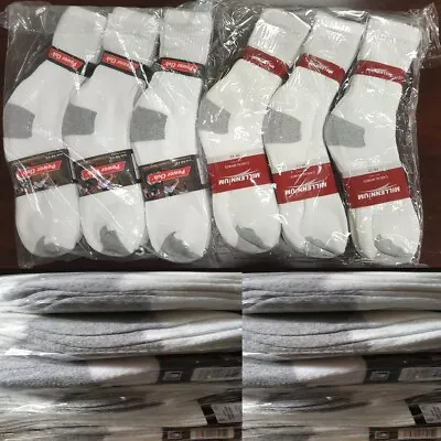 Wholesale Bulk Lot Men's White/Gray Sports Casual Cotton Crew Socks 9-11 10-13 • $9.45