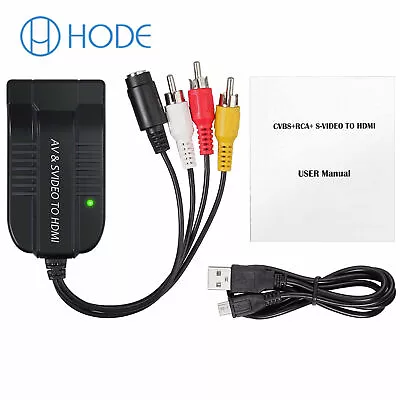 £13.30 • Buy RCA Composite Video + Male AV CVBS S-video To HDMI Adapter 3RCA 1080P UK
