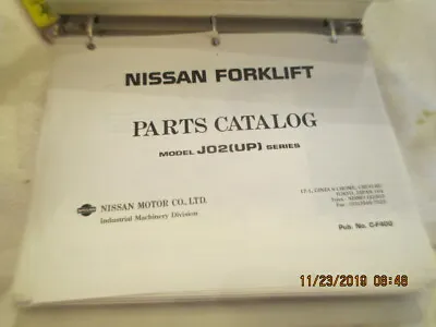 Nissan Forklift Lift Truck Model J02(up) Series Parts Catalog Manual Binder • £27.53