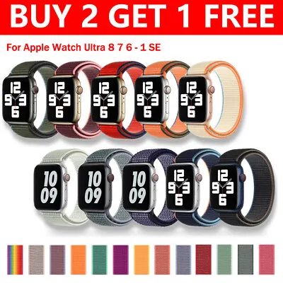 $3.81 • Buy Watch Band Strap Nylon Sport Loop Bracelet For Apple IWatch Ultra 8 7 6 5 4 3 SE