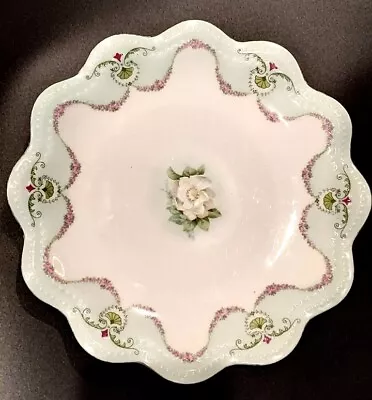 MZ Austria Habsburg Porcelain Plate Pink Roses Scalloped Edges Hand Painted 9 D • $29