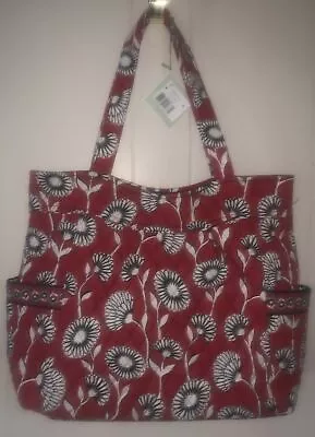 New! NWT! Vera Bradley Deco Daisy Pleated Tote Bag W/zip Closure 14 X 18 • $69.99