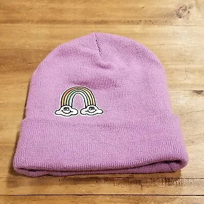 Neff Beanie Hat Cap Pink Womens Rainbow Logo One Size Fold Cuff • £7.44