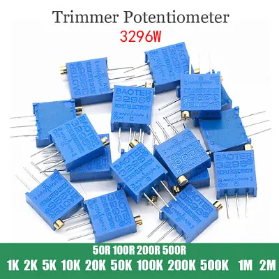 3296W Blue Trimmer Multi-Turn Trimmer Potentiometer - 500R 1K 2K 5K 10K 20K-1M • $3.89