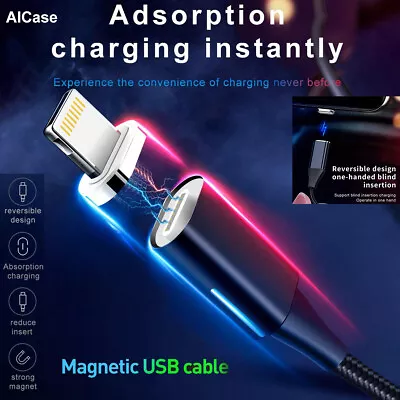 Magnetic Adsorption Fast Charger Cable Cord For IPhone 14 13 12 11 Pro Max X 8 7 • $10.99