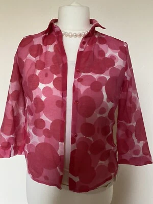 £12 • Buy MEXX Womens Red Funky Circles 70% Cotton( Voil)  Shirt Top Jacket Size 12 