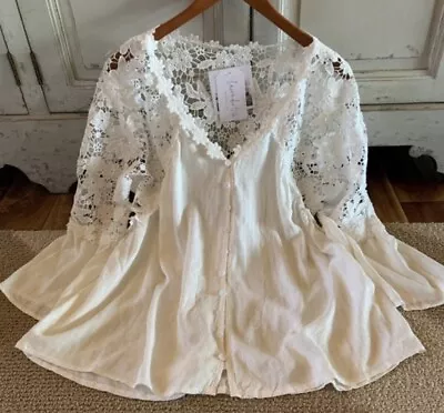 $58.50 • Buy XXL New Plus Size Boho White Lace CottageCore Peasant Folk Top Blouse Womens 2XL