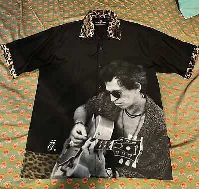Vtg Dragonfly Rolling Stones Keith Richards Leopard Shirt XL • $95