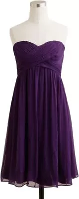 J Crew Xs 2 Taryn Dark Purple Empire Waist Silk Chiffon Excellent Cocktail Party • $35.65