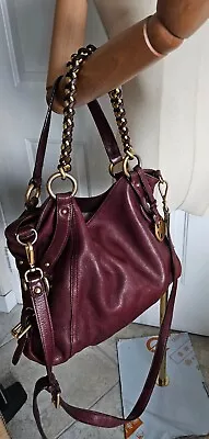 Michael Kors  Tristan  Maroon Slouch Shoulder Handbag Purse Gold Hardware • $74.99