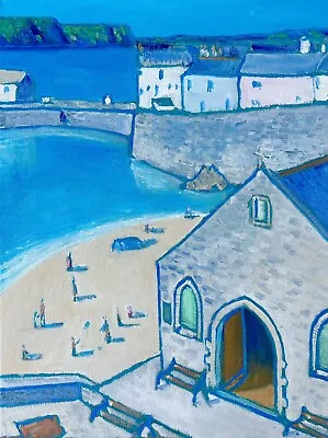 Original Oil Painting ‘Tenby Harbour Beach Summer” By Brian Pinnell • £59