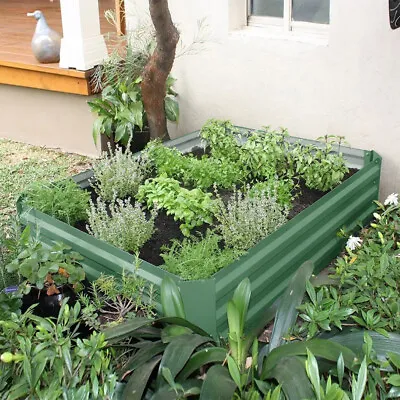 Large Cube Outdoor Metal Raised Bed Vegetable Flowers Garden Planter Green Liner • £28.99