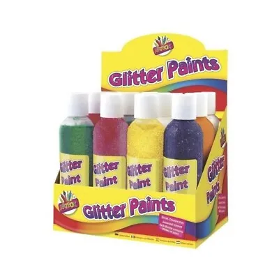 Set Of 6 Assorted Colour Glitter Paints For Creative Fun • £12.99