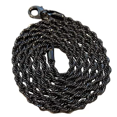 Men's Hematite Black Plated Rope Necklace Twisted Braided Hip Hop Chain 3MM 20  • $9.99