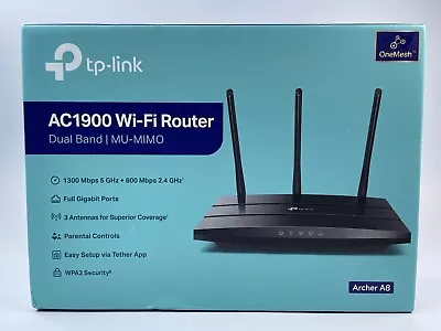 TP-LINK AC1900 Archer A8 Wi-Fi Router Dual Band Mu-Mimo WiFi - NOB • $49.95