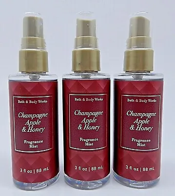 3 BATH & BODY WORKS CHAMPAGNE APPLE & HONEY FRAGRANCE MIST TRAVEL SIZE 3oz 88ml • £19.27