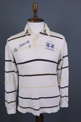 La Martina Buenos Aires White Striped Long Sleeve Polo Shirt Size XL • $50