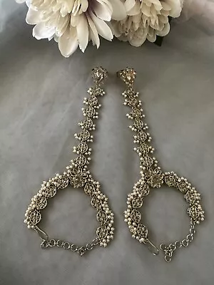 Imitation Polki Haath Panja Hand Accessory Haath Phool Hand Harness • £36