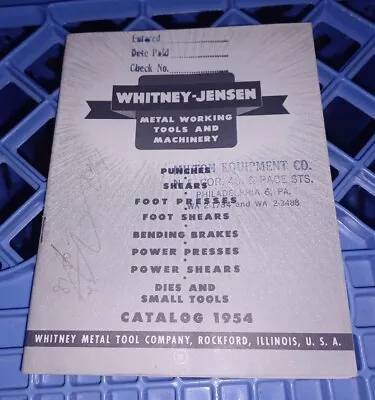 Vtg 1954 Metal Tool Co Catalog Shears Punches Dies Machine Tools Whitney-Jensen • $19.99