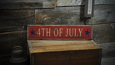 4th Of July - Stars Wood Sign - Rustic Hand Made Vintage Wooden Sign • $80.10