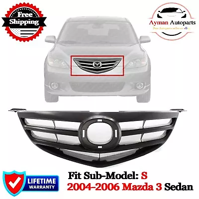 New Grille Assembly For 2004-2006 Mazda 3 Sedan Black Shell And Insert MA1200171 • $59.06