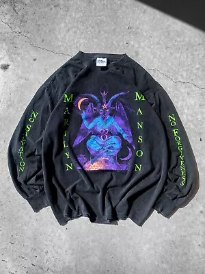 Vintage RARE 1996 Marilyn Manson Baphoment Long Sleeve Black Mens T-Shirt XL  • $400