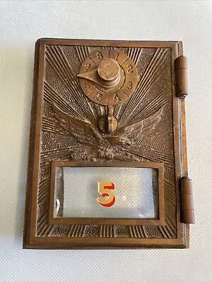 Vintage Brass Post Office PO Box Door Single Dial Flying Eagle Painted Number 5 • $39.99