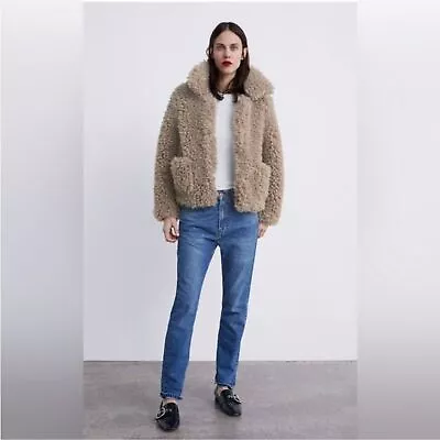 Zara Cream Faux Fur Cropped Teddy Coat NwOT • $65