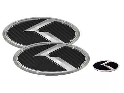 3D K Logo Emblem Carbon & Chrome 3pc (Fits: KIA 2017+ Forte Sedan K3) • $45.99