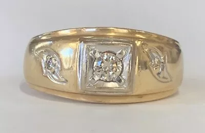 Estate Jewelry Mens 0.25 Ctw Diamond Ring 14K Yellow Gold Size 10 • $679.15