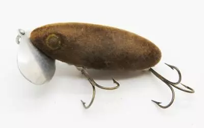 A19) Vintage Arbogast Jitterbug Fishing Lure In Brown Flock Color • $0.99