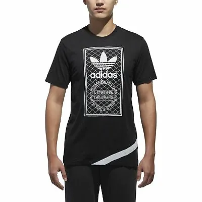 $29 • Buy Adidas Men's Graphic Fitted T-Shirt 3-Stripes Casual - Black- Clearance