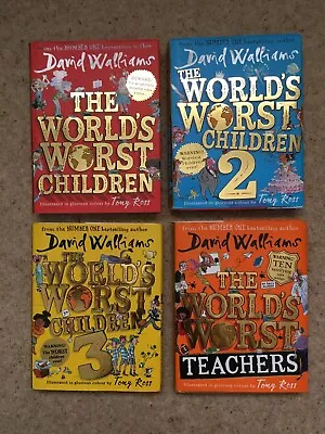 David Walliams The Worlds Worst 4 Book Collection (Children 1 2 & 3 Teachers) • £15.99