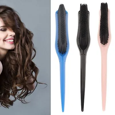 Hair Teasing Brush 3 Row Nylon Add Volume Ergonomic Portable Hair Styling Ra FST • £4.70