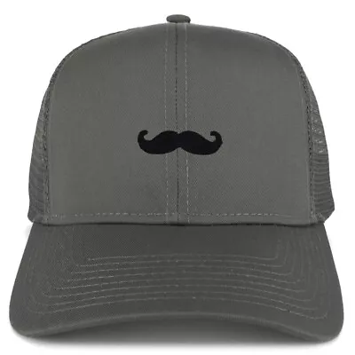 Black Mustache Patch Structured Trucker Mesh Cap   - FREE SHIPPING • $19.99