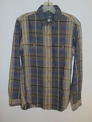 J Crew Flannel Shirt Mens Blue Green White Plaid Button Down Long Sleeve Small • $12.95