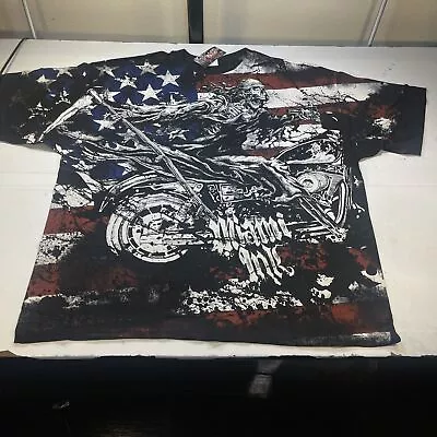 NEW MIAMI INK Y2K Tattoo Motorcycle Skull Skeleton All Over Print T SHIRT Sz 3XL • $19.99