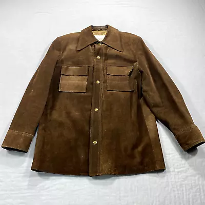 VINTAGE Cresco Jacket Mens 42 Brown Suede Leather Alexander Ceasar Lined * • $38.88