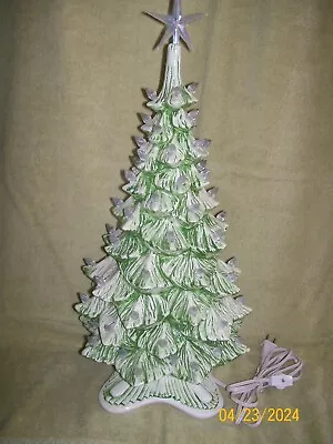 Vintage 1990s CERAMIC CHRISTMAS TREE W CLEAR LIGHTS STAR  Atlantic Mold 18.5  • $162.50