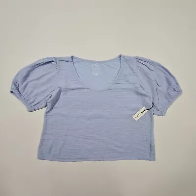 Velvet By Graham & Spencer Womens T Shirt Blue Medium Short Sleeves Cotton Top • £18.09