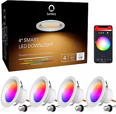 Ilintek Lumary Smart Can Lights 4 Inch LED Wifi Recessed Lights 9W 810LM Color  • $134.10