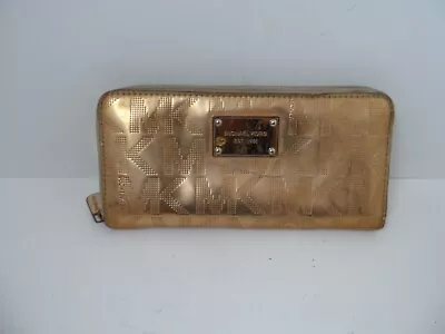 Michael Kors Women's Zip-Around Wallet ROSE GOLD Metallic MK Logo • $19.99
