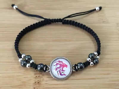 Men Black Braided Adjustable Shamballa Bracelet Stylish Animal Roar Design • $12.49