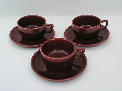 Bauer Brusche - Al Fresco Maroon Dubonnet - Cup & Saucer Sets (3) - Glossy • $29.99