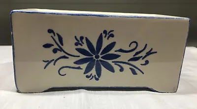 USA Flower Frog Brick Vase Delft Blue Floral Pattern. 6”x3”x3” • $12
