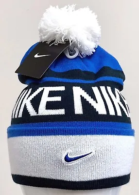 NIKE BEANIE-POM Game Royal/White-Dark Obsidian 546113 480 • $24.99