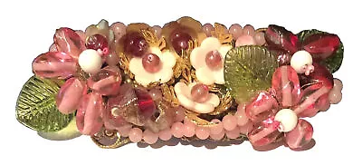 Miriam Haskell Vintage Huge 4” Early Verified Pink Glass Brooch Pin A40 • $253.30