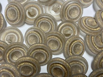 Frost Gold-Leaf  Etched Rings Lightweight Decorative Button 15mm 18mm 21mm Shank • $7.50