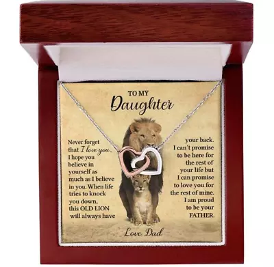 To My Daughter Lion Necklace From Dad Daughter Interlocking Hearts Necklace • $19.99