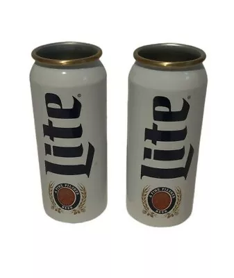Miller Lite Glasses Aluminum Can  Vessel Beer  Collectible  2 PROMOTIONAL  16 Oz • $4.55